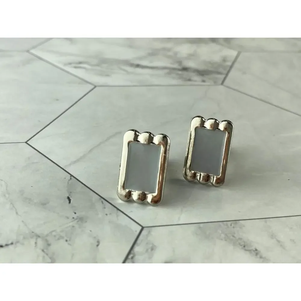 Men's Vintage 925 Sterling Silver Mother of Pearl Cufflinks